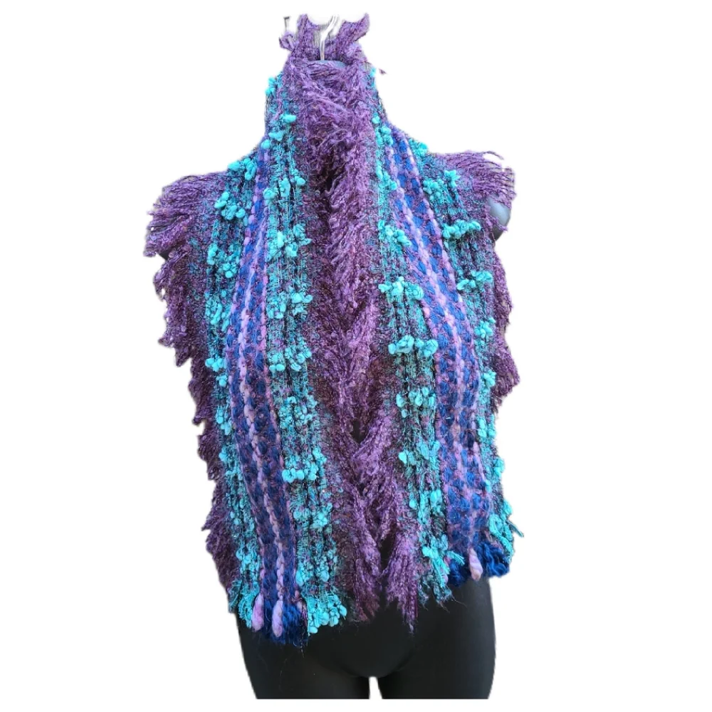 CORNILLON OBLONG WOOL BLEND FRINGED SCARF - Picture 3 of 6